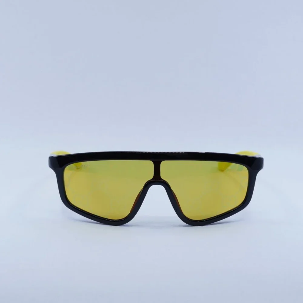 🕶️ New Gucci GG1736S 004 Sunglasses - Black Frame,Yellow with GG Pattern Lenses